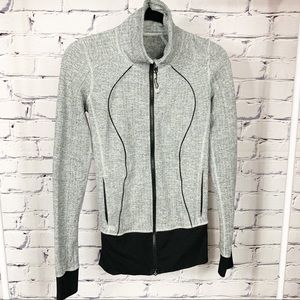 Lululemon Zip Up Jacket Houndstooth Black Grey